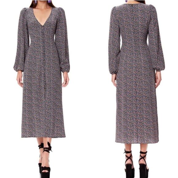AFRM Violet Floral Long Sleeve Midi Dress || SZ M || Petite Bloom - Picture 3 of 10